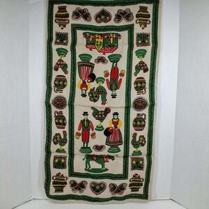 Vintage Dutch Tea Towel 100% Linen Pennsylvania Folk Art  26" x 14" Cottagecore